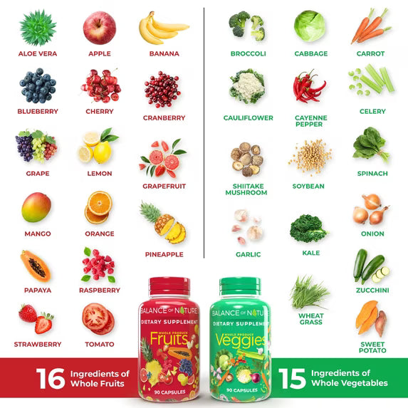 Balance of Nature Fruits & Veggies 180 Capsules | Whole Food Supplement